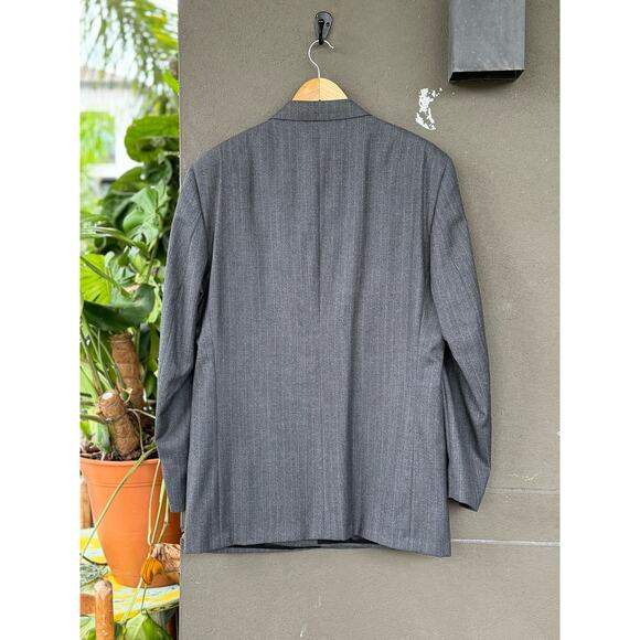 Vintage Christian Dior Union Made USA Men’s 44R 100% Wool Gray Stripe Sport Coat - Picture 7 of 11